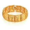 Link Bracelets Chain Wide Bracelet 22mm Gold Color Chunky & Bangles For Women Vintage Jewelry Flower Big BraceletLink