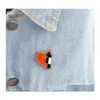 Pins broches unisex 2 stks/set emailbroche pinnen set rood zwart gebroken hart wijn fles denim jas tas pin badge mode acc jood dhzbe