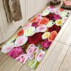 Travesseiro /decorativo thregost 3d rosa estampada tapetes de portas floral corredor tapetes de boas-vindas microfibra anti-deslizamento capacho ao ar livre washab