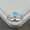 Wedding Rings White Blue Purple Opal Heart Stone Ring Female Classic Hollow Mom For Women Charm Silver Color Thin Mother's Day Gift