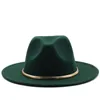 Wide Brim Hats Black/green Simple Top Hat Panama Solid Felt Fedoras For Men Women Artificial Wool Blend Jazz Cap