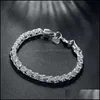 Cadeia de link Real original 925 Sier Bracelets Simples Twist Round Bangle for Men Women Fine Jewelry Gift Drop Deliver