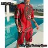 Spares para hombres Summer Summer Trait Casual Suit Fashion 2 Pieces Shirt Shorts Juegos Conjuntos de ropa de calle de gran tamaño Macho Al aire libre Daily Daily 230206