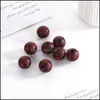 Bois 20Pcs / Pack Perles En Bois Grand Plaid Rond Impression Perle Entretoise Lâche Pour La Fabrication De Bijoux Collier Accessoires De Bricolage 126C3 Drop Delive Dh9Iu