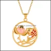 Pendant Necklaces Sand Gold Gilding Lotus Fish Tranquility And Peace Plate Round Necklace Carshop2006 Drop Delivery Jewelry Pendants Dhnfz