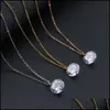 Collares pendientes Est Ronda Cubic Zirconia Collar Joyería Para Mujer Chica Cadena de acero inoxidable Elegante Cz Novia Dama de honor Boda Dhiwx