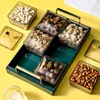 Plates Fruit Plate Coffee Table Drain Tray Desktop Candy Melon Seeds Kitchen Storage Box With Lid Nuts Cake