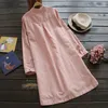 Casual Dresses Women Vintage Long Sleeve Solid Mini Dress 2023 Autumn Cotton Shirt Vestido Top Blusas Robe Feminina sundressCasual