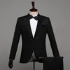 Trajes para hombres Blazers Hombres Prom Shawl Solapa Blanco Negro Chaqueta de dos piezas Pantalones Traje Slim Evening Party Stage Show Performance Wedding