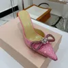 Dames met hoge hakken strass boog slippers satijnen mode stiletto schoenen ontwerper sexy sandalen 9,5 cm hoog hakken zomers klassieker onze maat 35-42 met doos