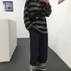 Мужские футболки Harajuku Oversized High Street Stripe Футболка с длинными рукавами в винтажном стиле Универсальная модная одежда унисекс Японская уличная одежда 230206