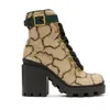 Alto salto de salto martin boots designer outono inverno calcanhar grosso calça feminina bota deserta bota real letra de camurça de couro up