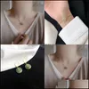 Colliers pendants Siologie 925 Sterling Sier Hetian Jade Collier Round Button Lucky Luxury For Women Birthday Jewelry 806 R2 Drop de Dhne