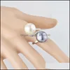 Ringos de cluster Moda Big Double Simated Pearl Para mulheres Ringue de shinestone Bolsa de dedo J￳ias Presentes de j￳ias Us Tamanho 69 Drop Delt Dhiur