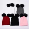 Beanies Beanie/Skull Caps Winter Double Pom Beanie Hats for Faux Fur Pompom Thick Skullies Cap Memale Autdoor Warm Elastic Acrylic