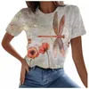 Camas femininas Spring e SummerSexy Moda de manga curta Camiseta camiseta respirável e confortável romance de impressão 3D Trend Trend Trend