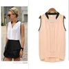 Йога наряд Summer v Neck Chefon Blouses Women Women без рукавов без рукавов.