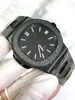 Designer horloges Fibre Carbon Watch 40 mm diameter met automatische geïntegreerde beweging Saffier kristalglasspiegel is