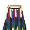 Skirts 2023 Summer Long Pleated Skirt High Elasticity Cartoon Women's Printing Midi Jupe Femme Plus Size Green