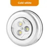 Night Lights 3 LED Silver Closet Cabinet Lamp Battery Powered Wireless Stick Tap Touch Push Security Kitchen Bedroom Light 1PC