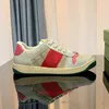 Designer-Streifenschuhe, modisch, schmutziges Leder, Schnür-Tennisschuh, Stoff, Low-Top-Leinwand, sportlich, lässig, für Herren und Damen, Screener-Sneaker mit Größe 35–44