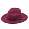 Sombreros de ala tacaña Mujeres Hombres Lana Vintage Gangster Trilby Fieltro Fedora Sombrero con caballero ancho Elegante Dama Invierno Otoño Jazz Caps 552 Dhfgw