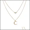 Colares de pingentes de colar da lua crescente para mulheres Bohemia Mtilayer Sier Gold Chain Party Fashion Jewelry Deli Deli Dhlds