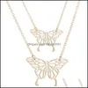 Pendentif Colliers Creux Papillon Neckkace Chaînes En Or Papillons En Acier Inoxydable Femmes Mode Bijoux Cadeau 826 Q2 Drop Livraison P Dhthx