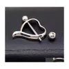 Anneaux de mamelon en acier chirurgical, amour coeur bouclier barre anneau corps Piercing bijoux 679 T2 livraison directe Dhn4D