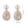 Stud Earrings Teardrop Pearl Shiny Rhinestone Cluster Vintage StyleStud Kirs22