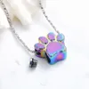 Pendant Necklaces JJ003 Sandblast Stainless Steel Dog Paw Cremation Jewelry For Ashes Memorial Urn Bead Charm Pendant For Bracelet Keepsake G230206