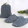 Slippers Winter Men Women Striped El Travel Spa Portable Folding House Disposable Home Guest Indoor One SizeSlippers