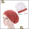 Czapki do czapki/czaszki kobiety satynowe wyłożone czapkę do snu pułapka włosów chemo elastyczne szerokie opaska Sluchy Beanie czapka 83XF1 804 Q2 DROP DOBRYWA FASHIO DH9ZW