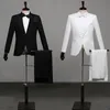 Мужские костюмы Blazers Мужской выпускной шаль шалью лацка белая черная штука из двух частей костюмы стройная вечерняя вечеринка выступление на сцене свадьба