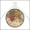 Pendentif Colliers Carte du monde antique Collier fait à la main Explorateur Pirate Trésor Expédition Verre Pendan Yzedibleshop Drop Livraison Je Dhewx