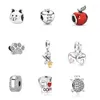 Minchas Sterling Silver Papai Noel House House Apple Charms Pingente Bread Fit Bracelet em presentes de Natal originais 925 jóias