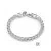 Lien Chaîne Réel Original 925 Sier Bracelets Simple Twist Bracelet Rond Pour Hommes Femmes Fine Jewelry Gift Drop Delivery Dhqba