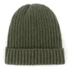 Berretti unisex in misto lana a righe cappelli a cuffia lavorati a maglia per donna uomo inverno caldo berretto da sci grigio blu scuro kaki nero fucsia blu giallo scuro rosso