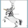 Srebrny Wysokiej jakości prawdziwy S925 Sterling Sier Horse Dangle Charms Pendant Fit na bransoletkę Pandora DIY Koraliza