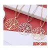 Pendant Necklaces Fashion Cute Life Of Tree Crystal Owl Necklace For Women Vintage Sier Gold Plated Mtilayer Chain Long Jewelry Chri Dhxen