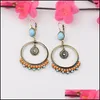 Dangle Chandelier Vintage Ethnic Round Beads Drop Earrings Hanging For Women Bohemia Female Fashion Earring Party Jewelry Wholesal Dh2Fj