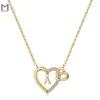 Pendant Necklaces MONOOC CZ Heart Initial Necklaces for Women Girls 14K Real Gold Plated Heart Letter Necklace Jewelry Dainty Gold Necklace Gifts G230206