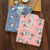 Ethnische Kleidung Asiatische Japan Kimono Traditionelle Mode Hosen Set Sakura Frauen Pyjamas Sommer Baumwolle Yukata Kurzarm Homewear