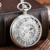 Taschenuhren Retro Silber mechanische Uhr mit Kette einzigartige römische Ziffern hohle Skulptur Handaufzug Herren