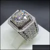 Bröllopsringar smycken Real 925 Sterling Sier Round Cut Moissanite Cz Diamond Gemstones Men Engagement Band Gift 2246 T2 Drop Delivery DHCFQ