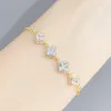 Link Bracelets UiIL Tennis For Women Shining Gold Silver Color Single-layer Square Round Zircon Adjustable Slider Buckle Charm