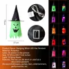 Decoración de fiesta, colgante de sombrero de bruja colgante luminoso LED de Halloween para suministros de árboles de patio al aire libre