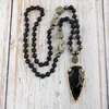 Pendant Necklaces Black Obsidian Women Necklace Raw Pyrites With Gilded Arrowhead Pendant Necklace Girls Beads Lariat Necklace Dropshipping G230206