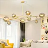 Lampes suspendues Branching Bubble Led Lights Gold / Black Body Nordic Dining Room Kitchen Light Designer Suspension Ac110V 220V Drop De Dh8Vp