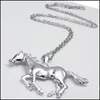 Hänge halsband sliver guldhäst form kedja halsgott för kvinnor flicka söt djur 64x41mm hängen halsband lycklig smycken tillbehör dhlqd